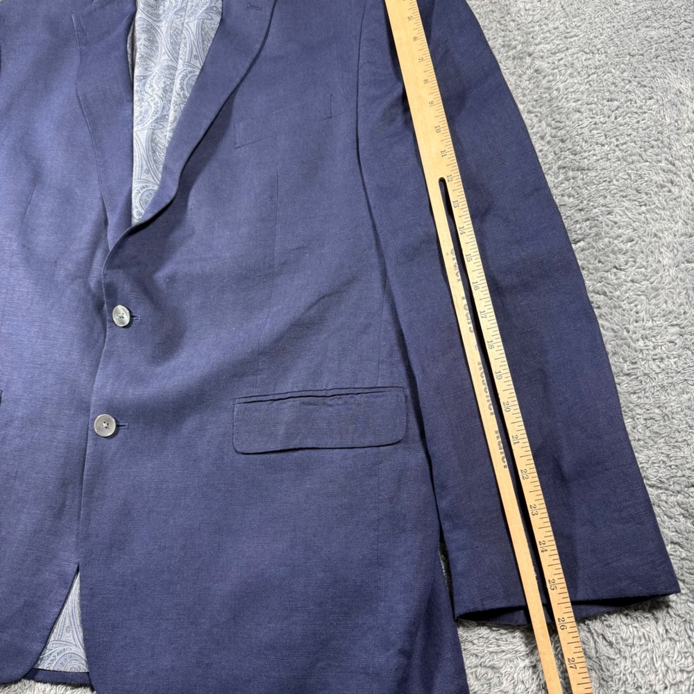 Ralph Lauren Blazer Jacket Mens 46R Navy Blue 100% Linen Paisley Lining Sport - Picture 6 of 9